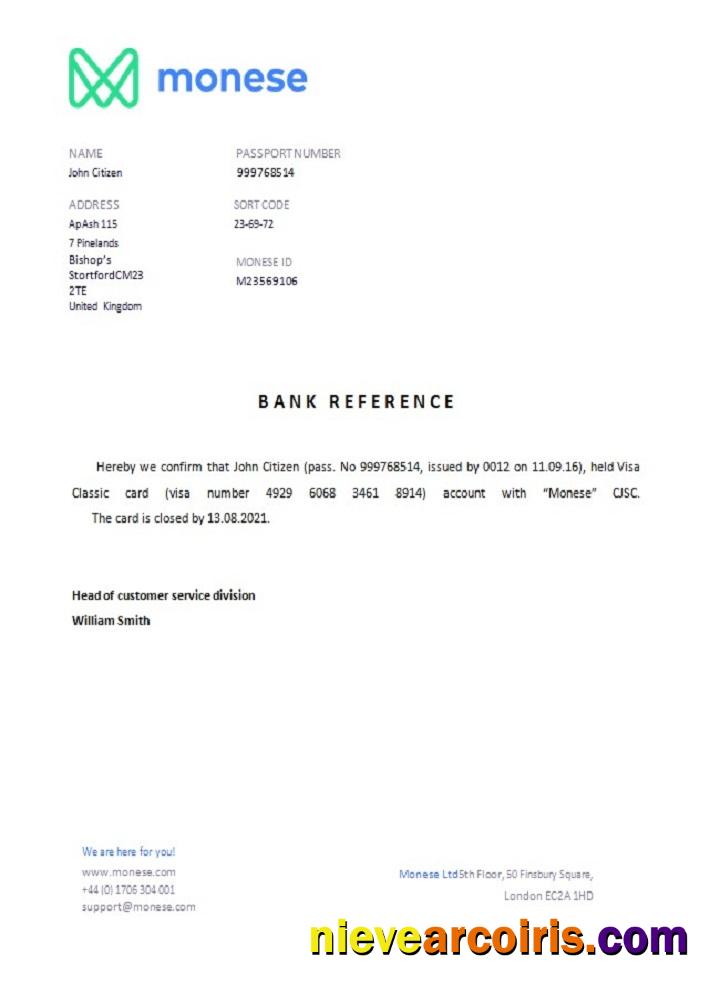 United Kingdom Monese closure reference